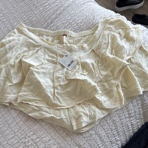 Free People Cream Ruffled Skirt